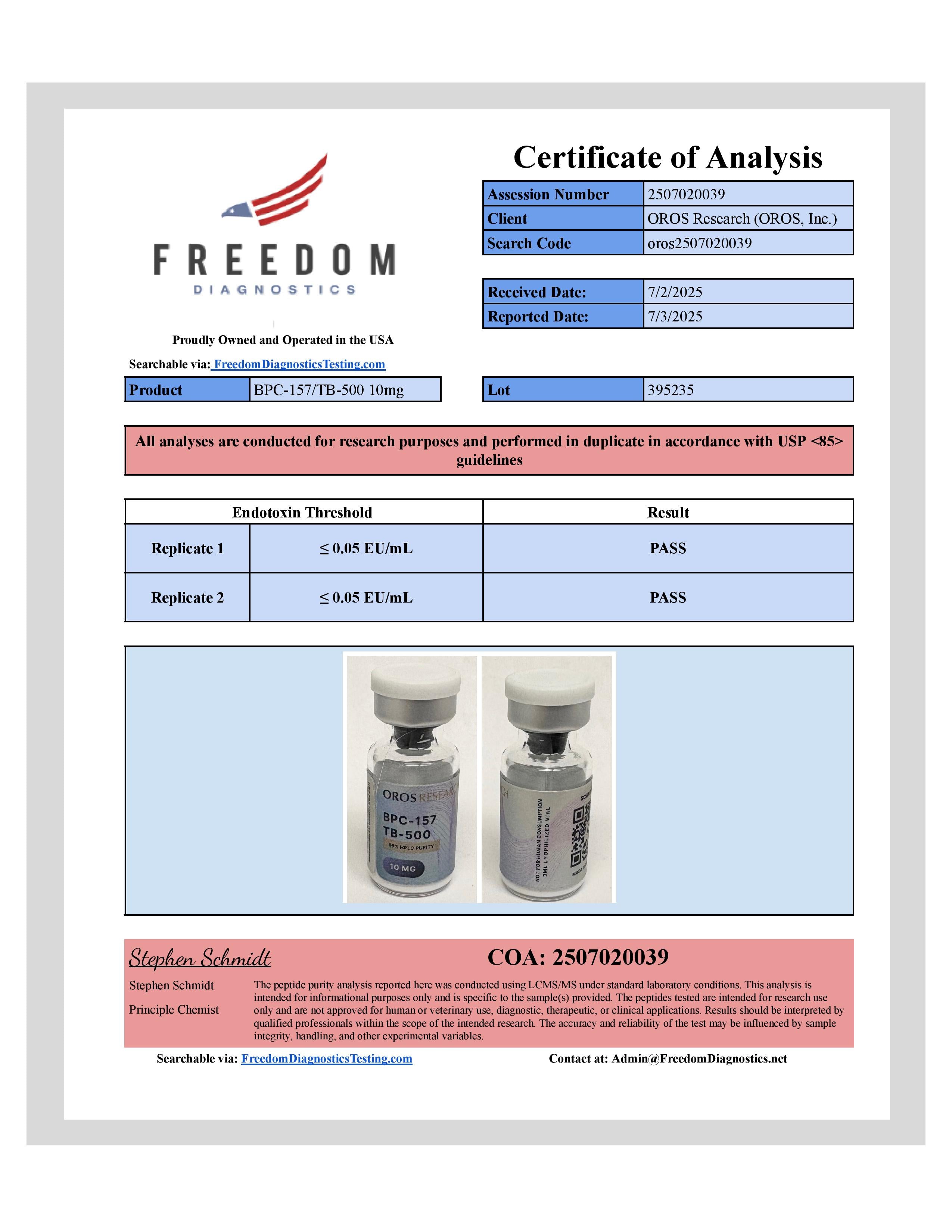Wolverine - BPC-157 5mg, TB-500 5mg (10mg Blend) - OROS Research