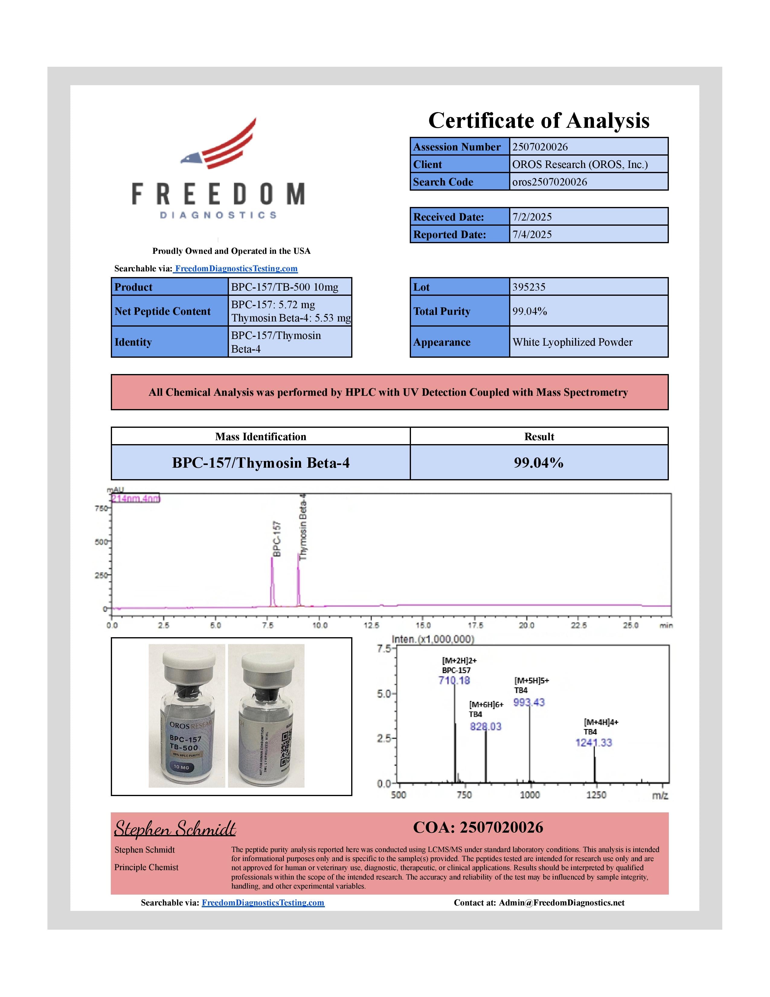 Wolverine - BPC-157 5mg, TB-500 5mg (10mg Blend) - OROS Research