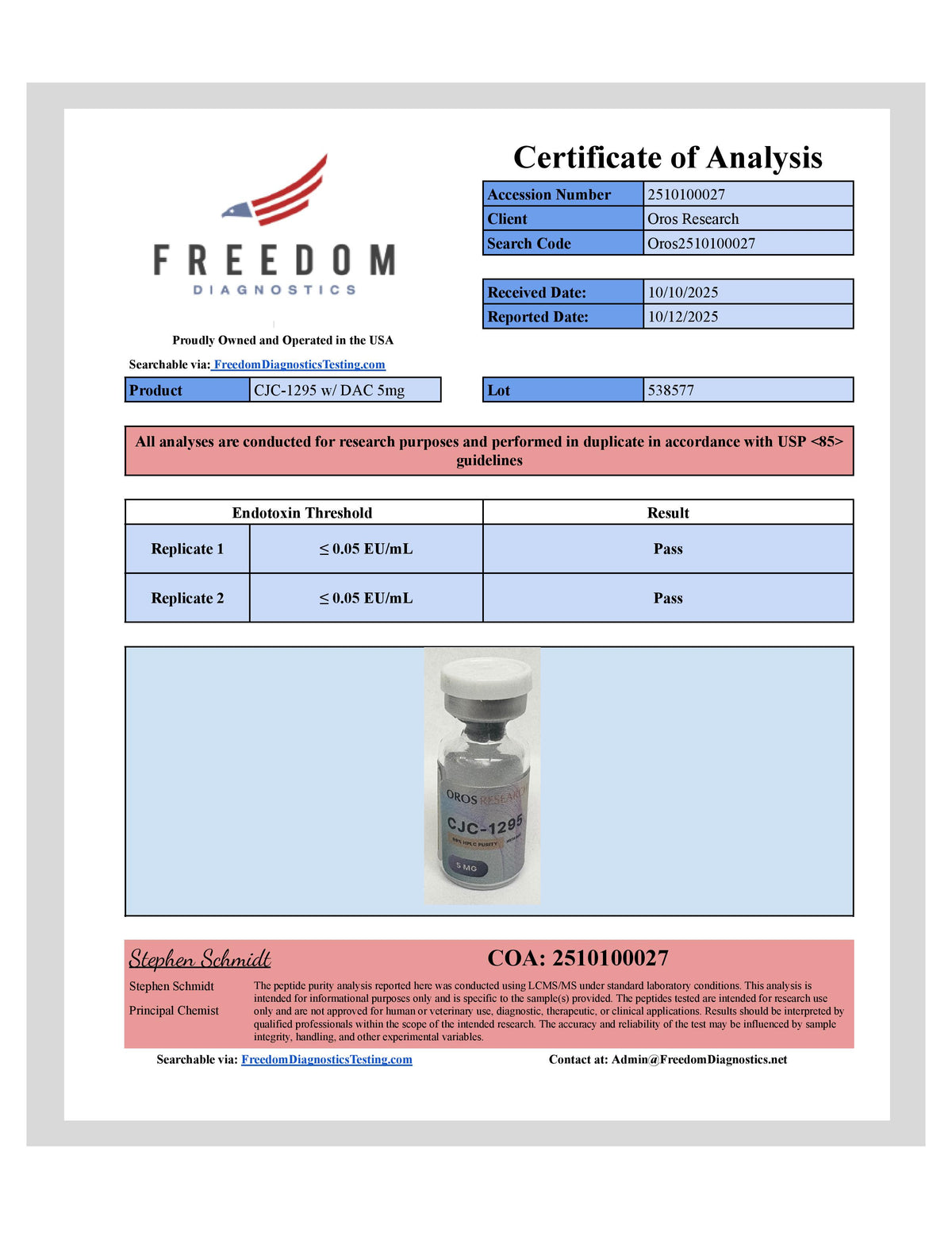 CJC-1295 DAC 5mg - OROS Research