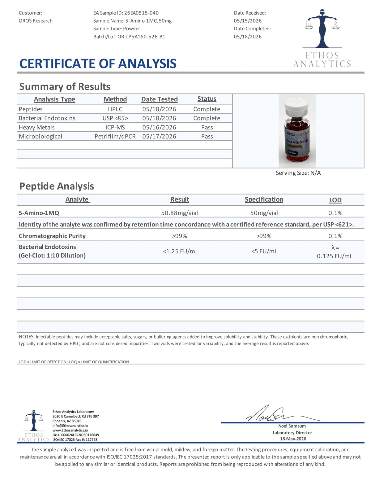 5-Amino-1MQ 50mg - OROS Research