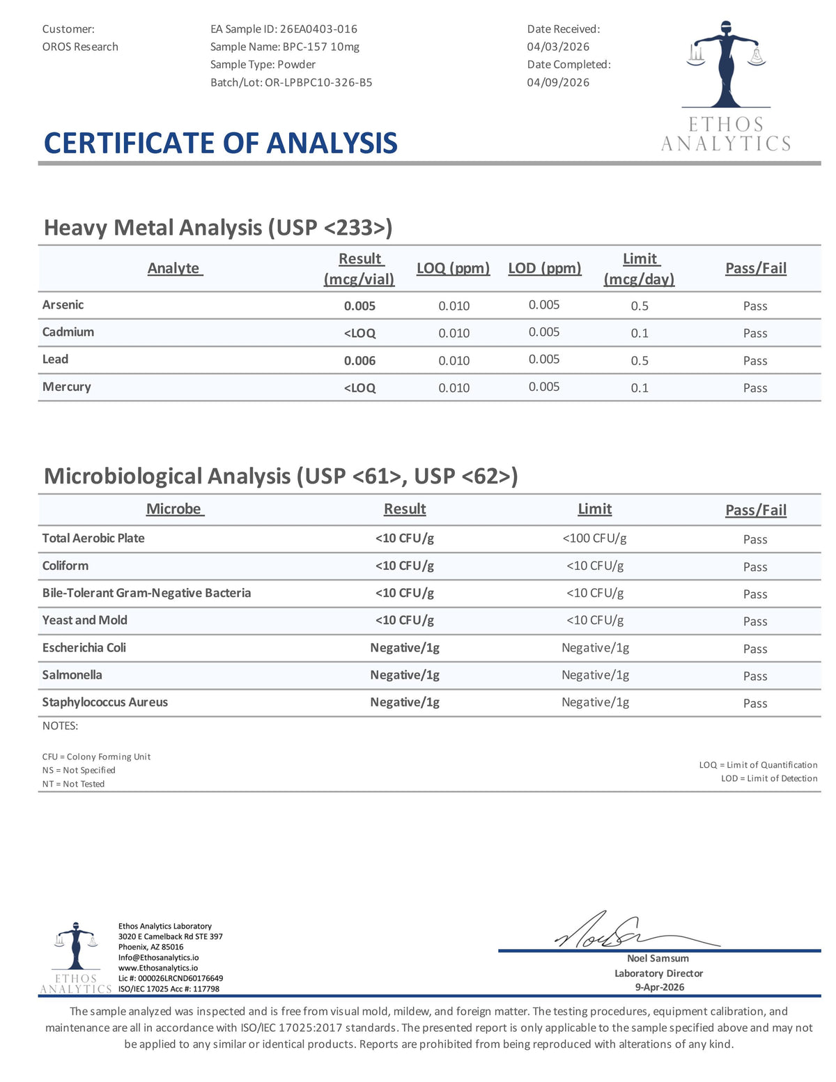 BPC-157 10mg - OROS Research