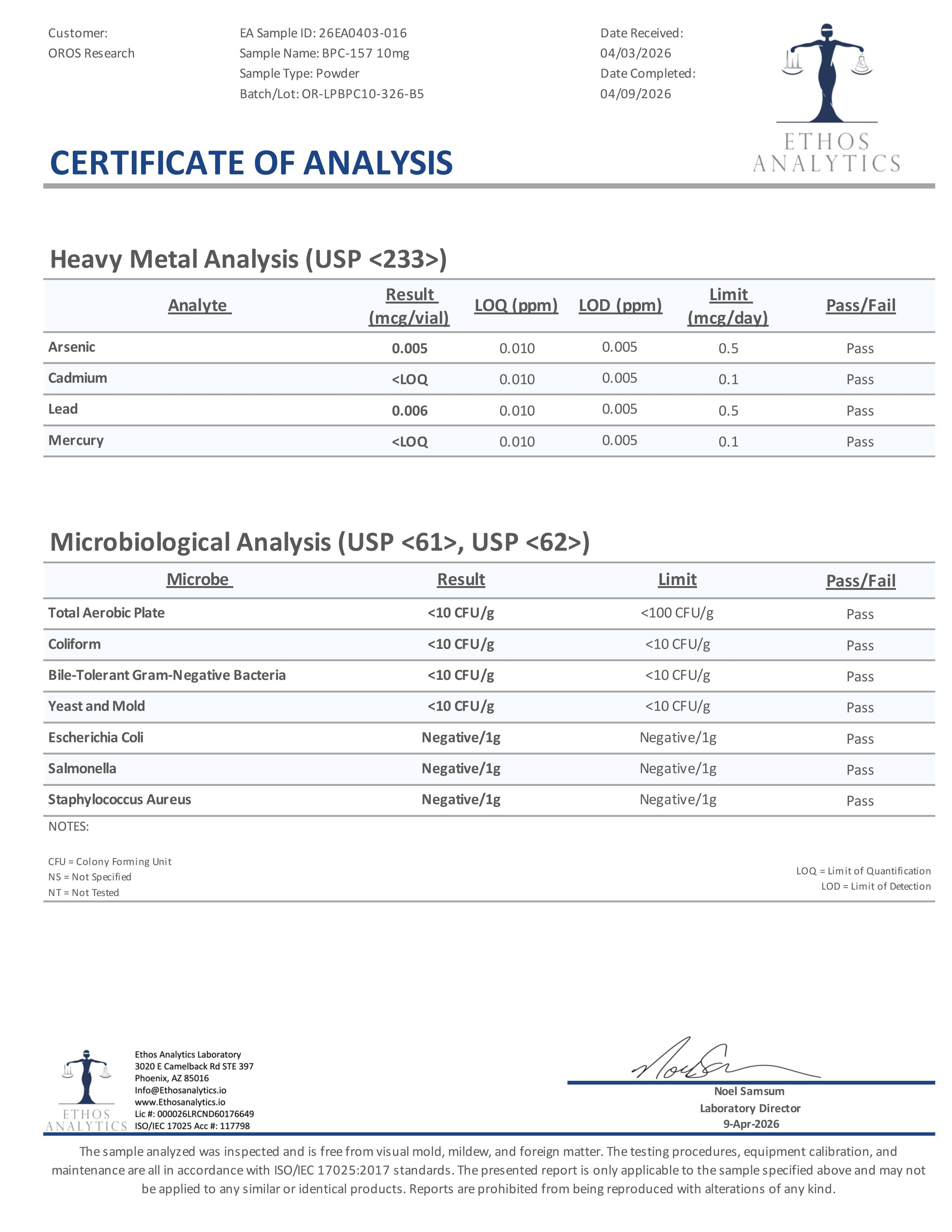 BPC-157 10mg - OROS Research