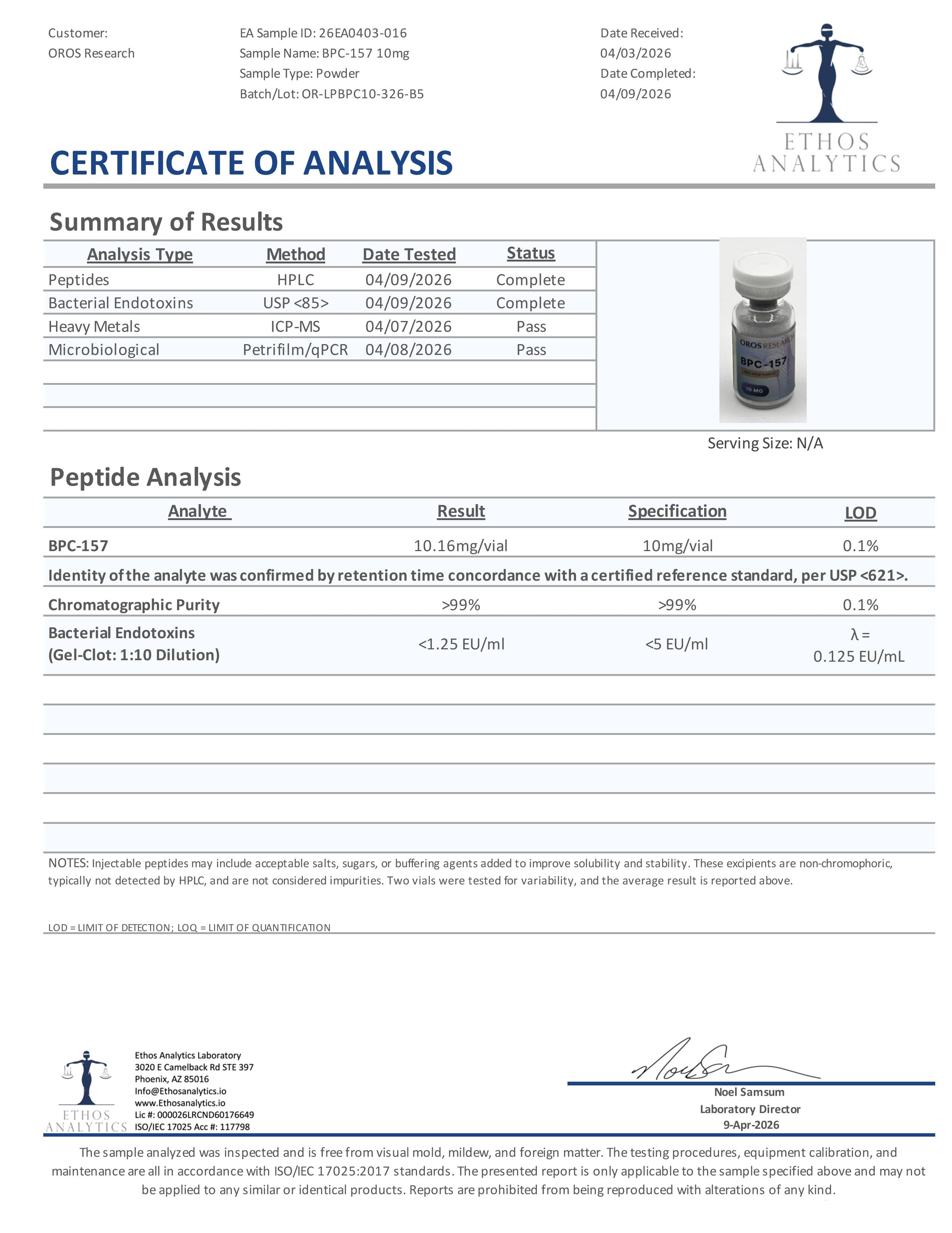 BPC-157 10mg - OROS Research