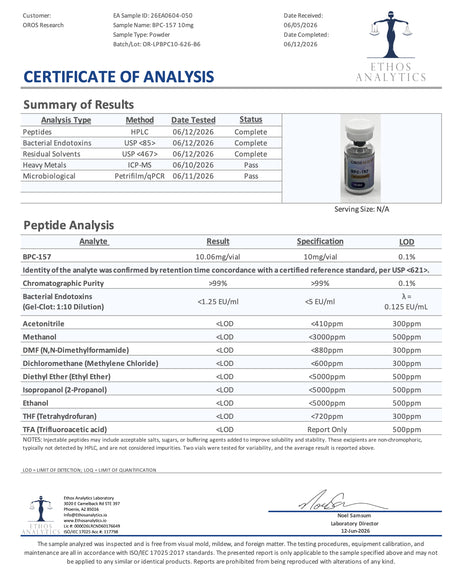 BPC-157 10mg - OROS Research