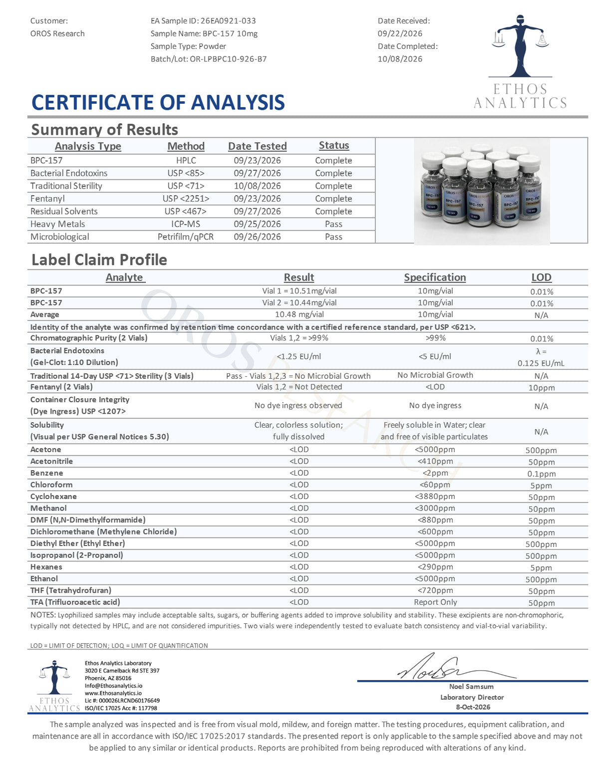 BPC-157 10mg - OROS Research