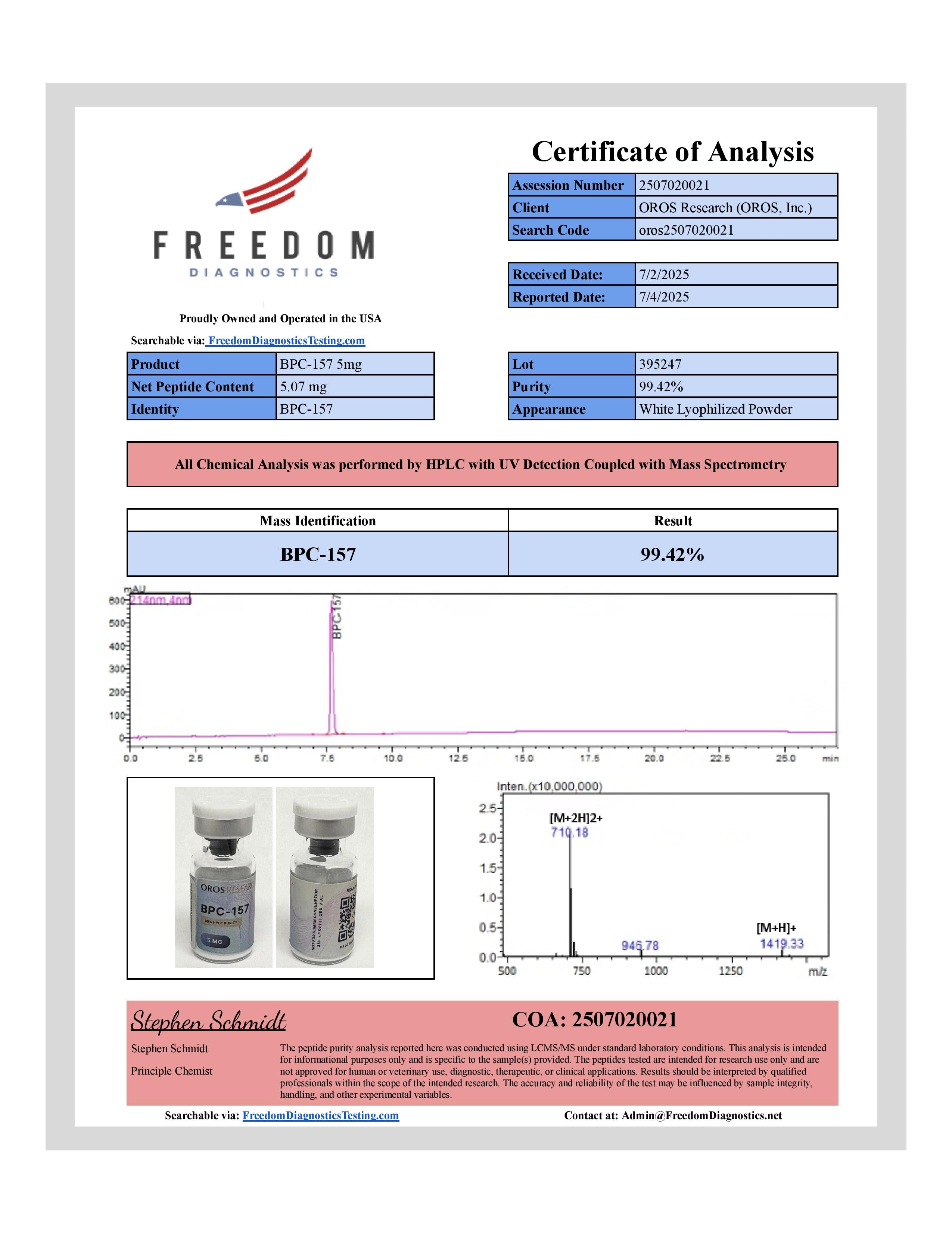 BPC-157 5mg - OROS Research