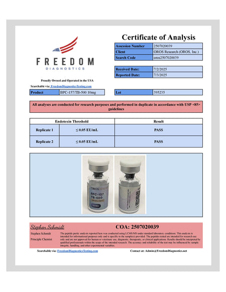 Wolverine - BPC-157 5mg, TB-500 5mg (10mg Blend) - OROS Research