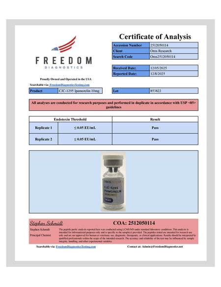 CJC-1295 5mg, Ipamorelin 5mg (10mg Blend) - OROS Research