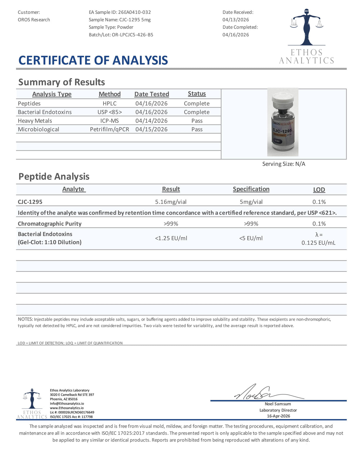 CJC-1295 DAC 5mg - OROS Research