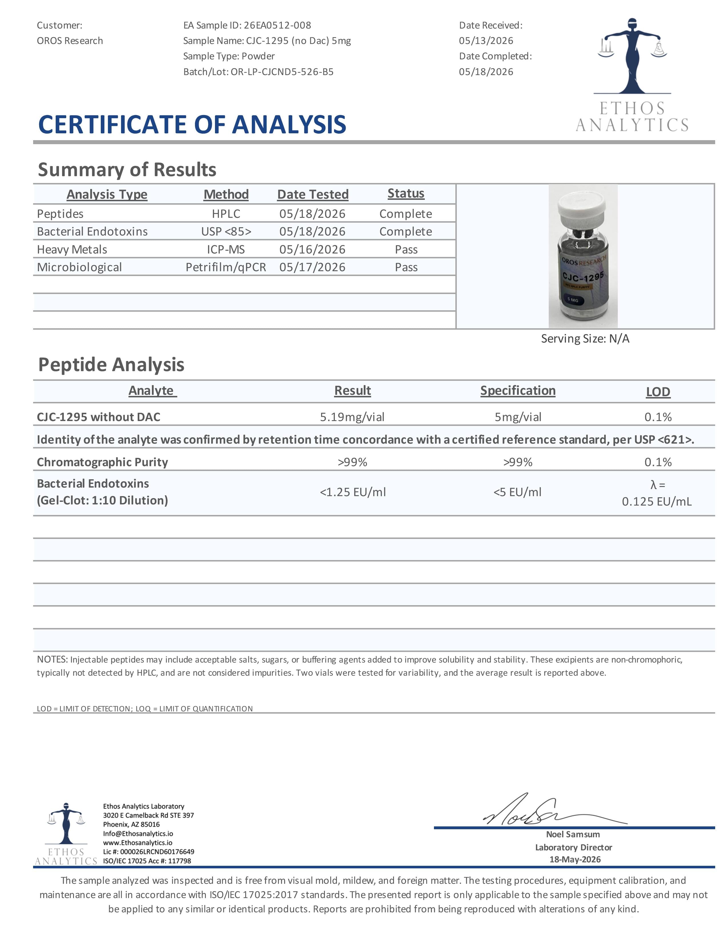 CJC-1295 (No DAC) 5mg - OROS Research