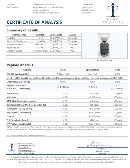 CJC-1295 (No DAC) 5mg - OROS Research
