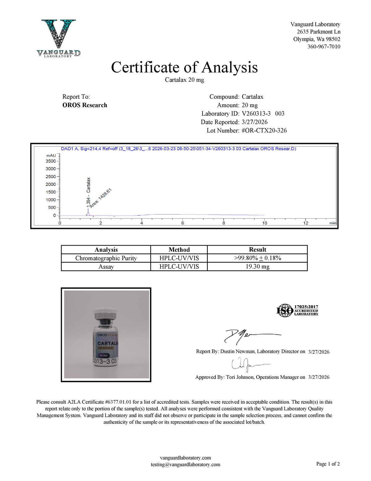 Cartalax 20mg - OROS Research