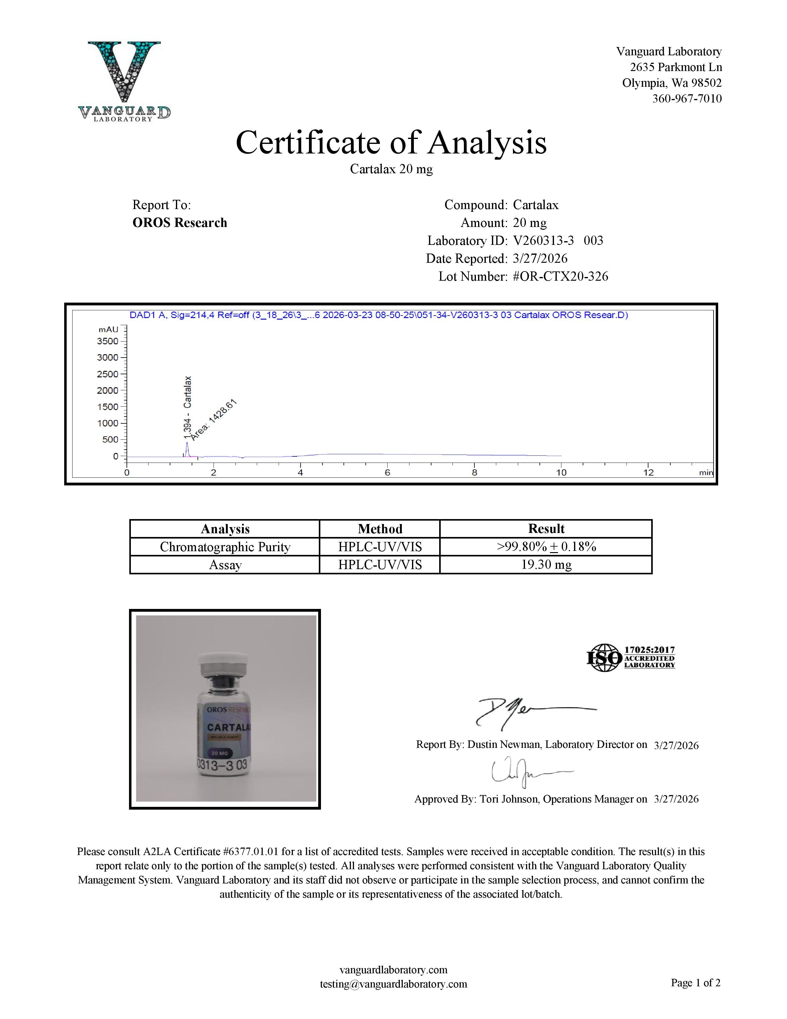 Cartalax 20mg - OROS Research