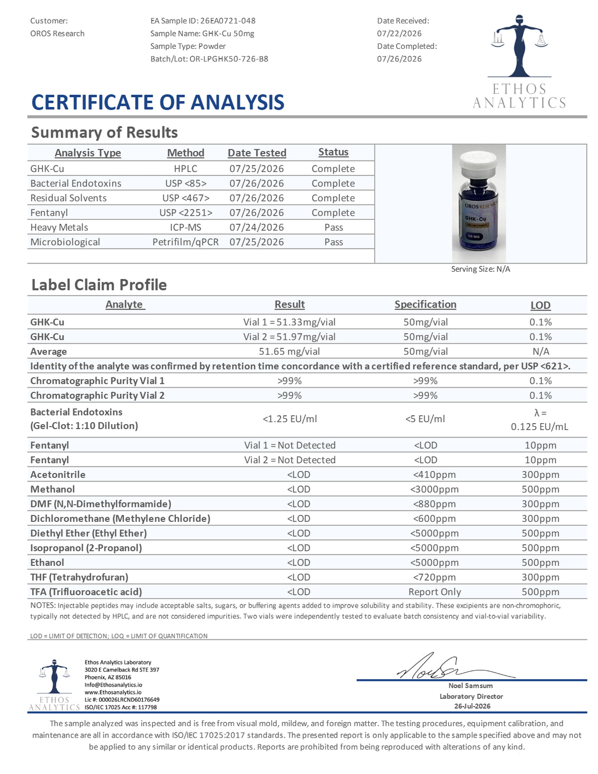 GHK Cu 50mg - OROS Research