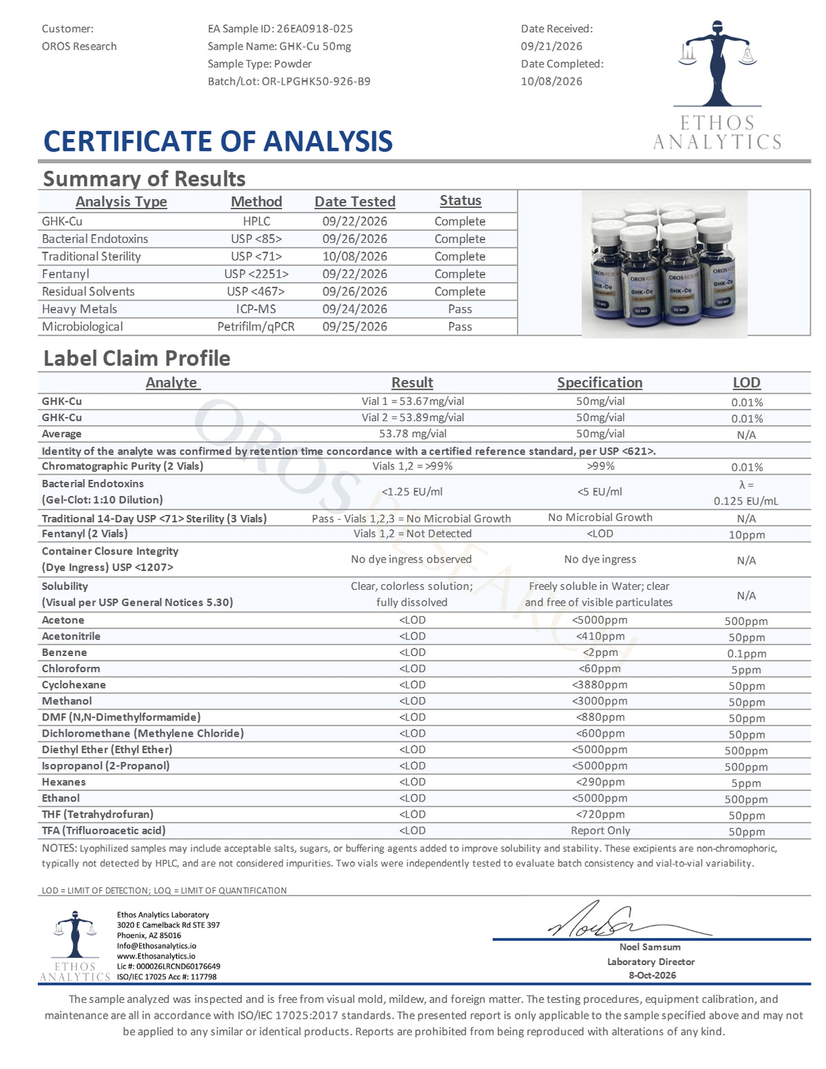 GHK Cu 50mg - OROS Research