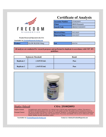 GLOW - GHK-Cu 70mg, BPC-157 10mg, TB-500 10mg (90mg Blend) - OROS Research