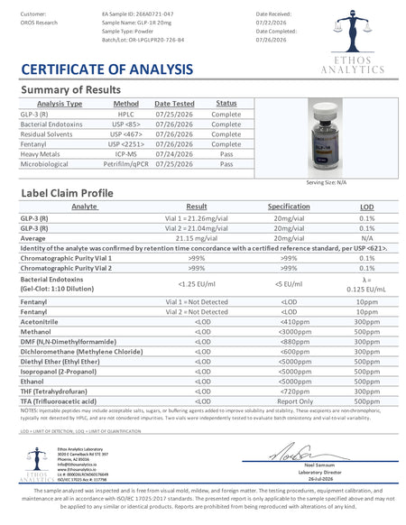 GLP-1R (GLP3) 20mg - OROS Research