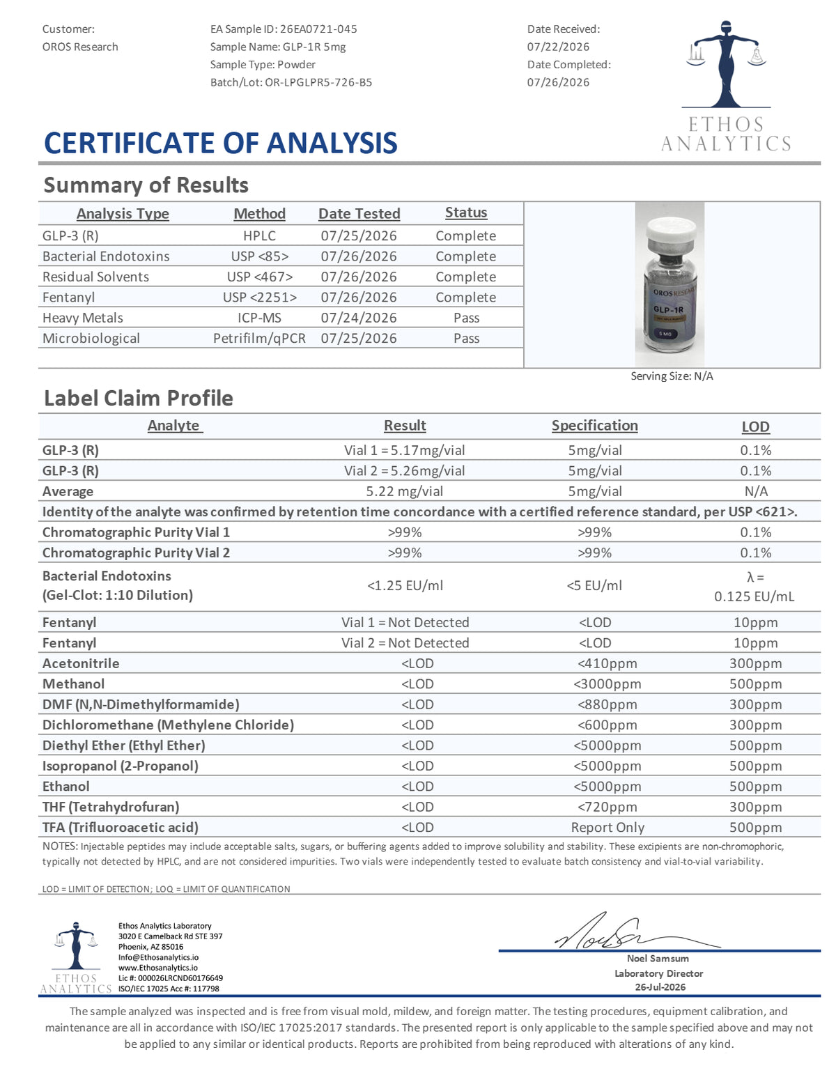 GLP-1R (GLP3) 5mg - OROS Research