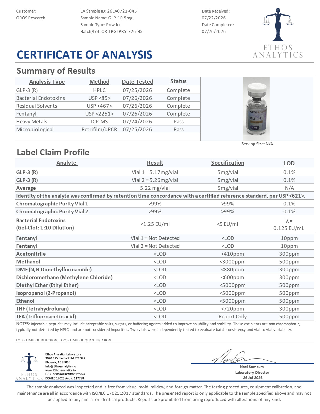 GLP-1R (GLP3) 5mg - OROS Research