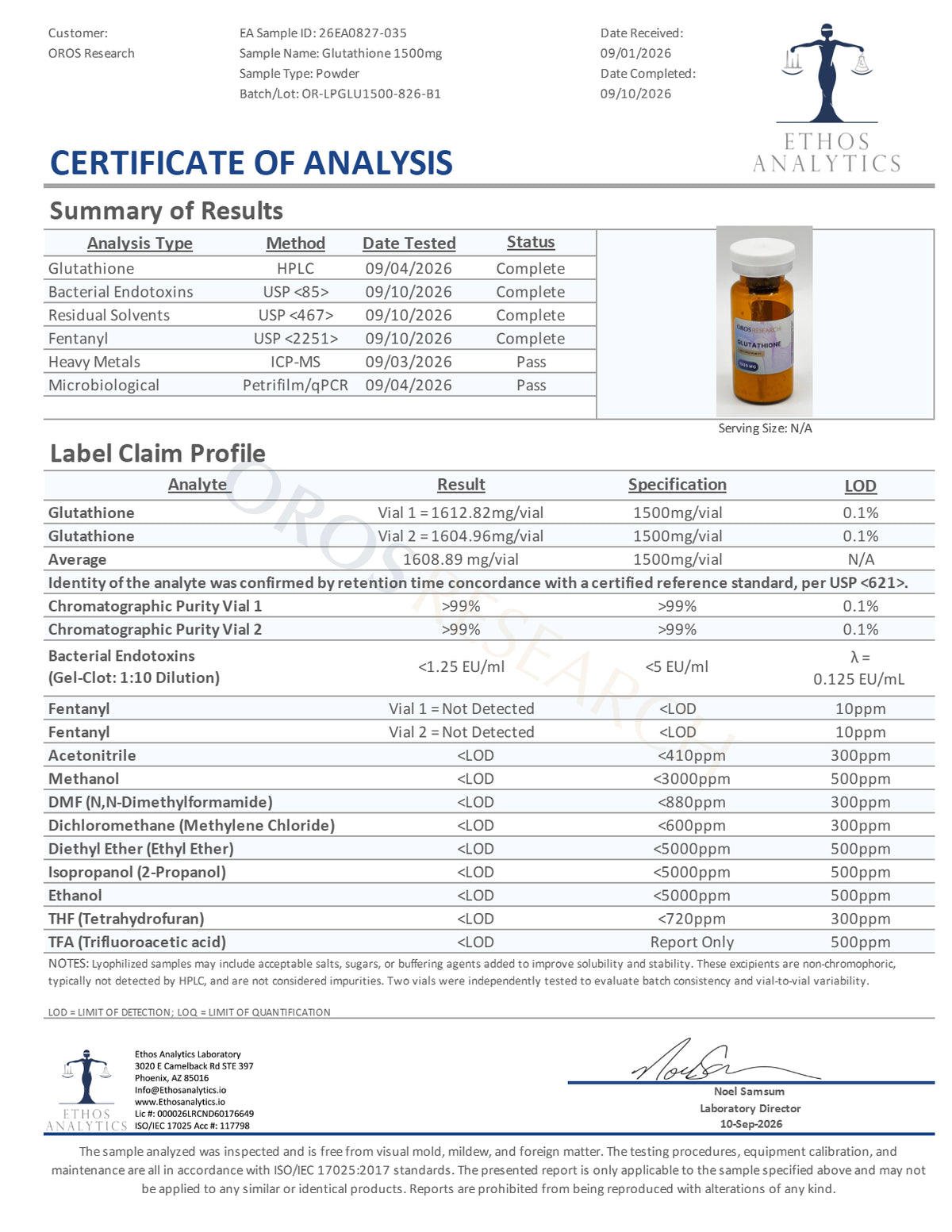 Glutathione 1500mg - OROS Research