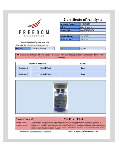 KLOW - GHK-Cu 50mg, BPC-157 10mg, TB-500 10mg, KPV 10mg (80mg Blend) - OROS Research