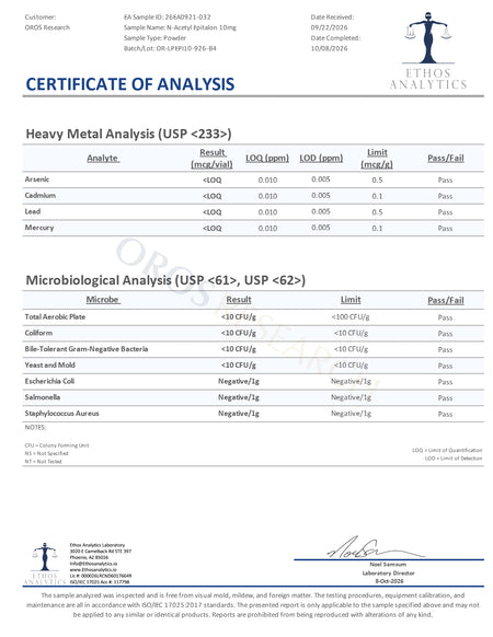 N-Acetyl Epithalon (Epitalon) 10mg - OROS Research