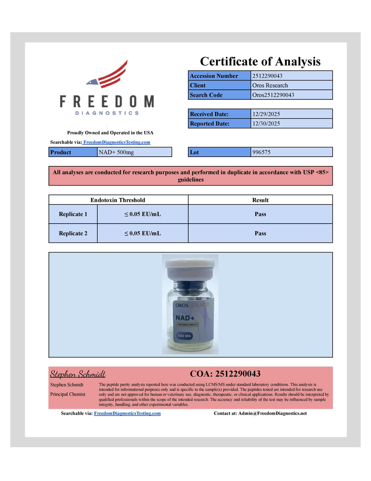 NAD+ 500mg - OROS Research