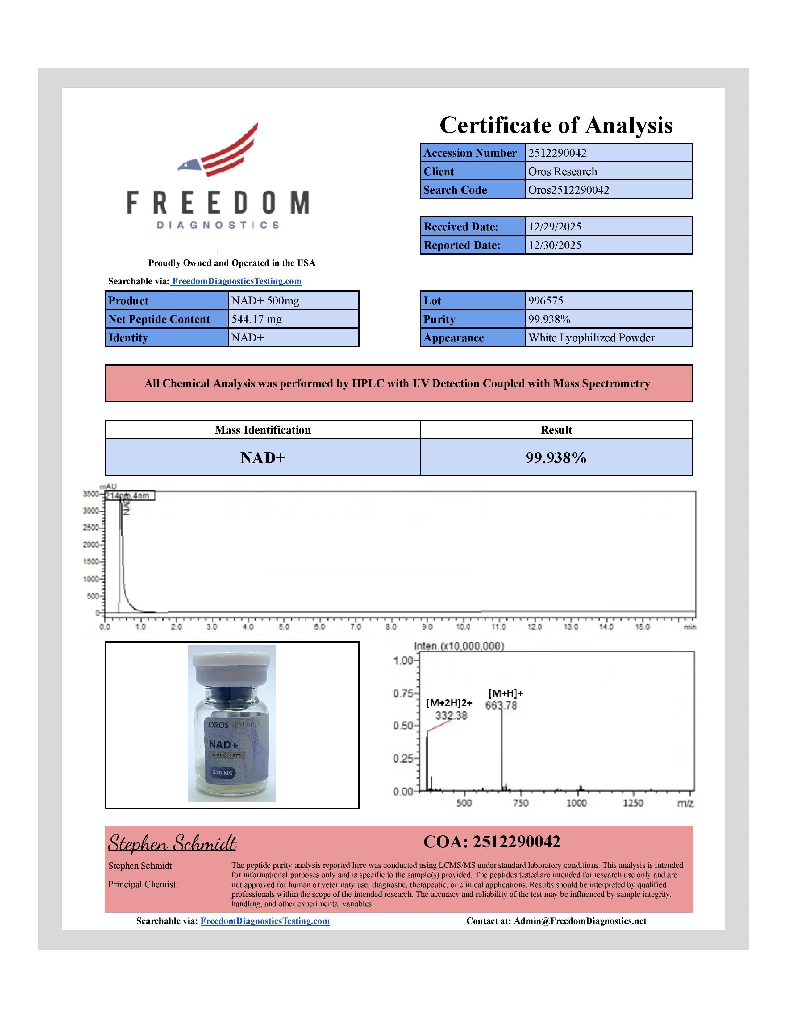 NAD+ 500mg - OROS Research