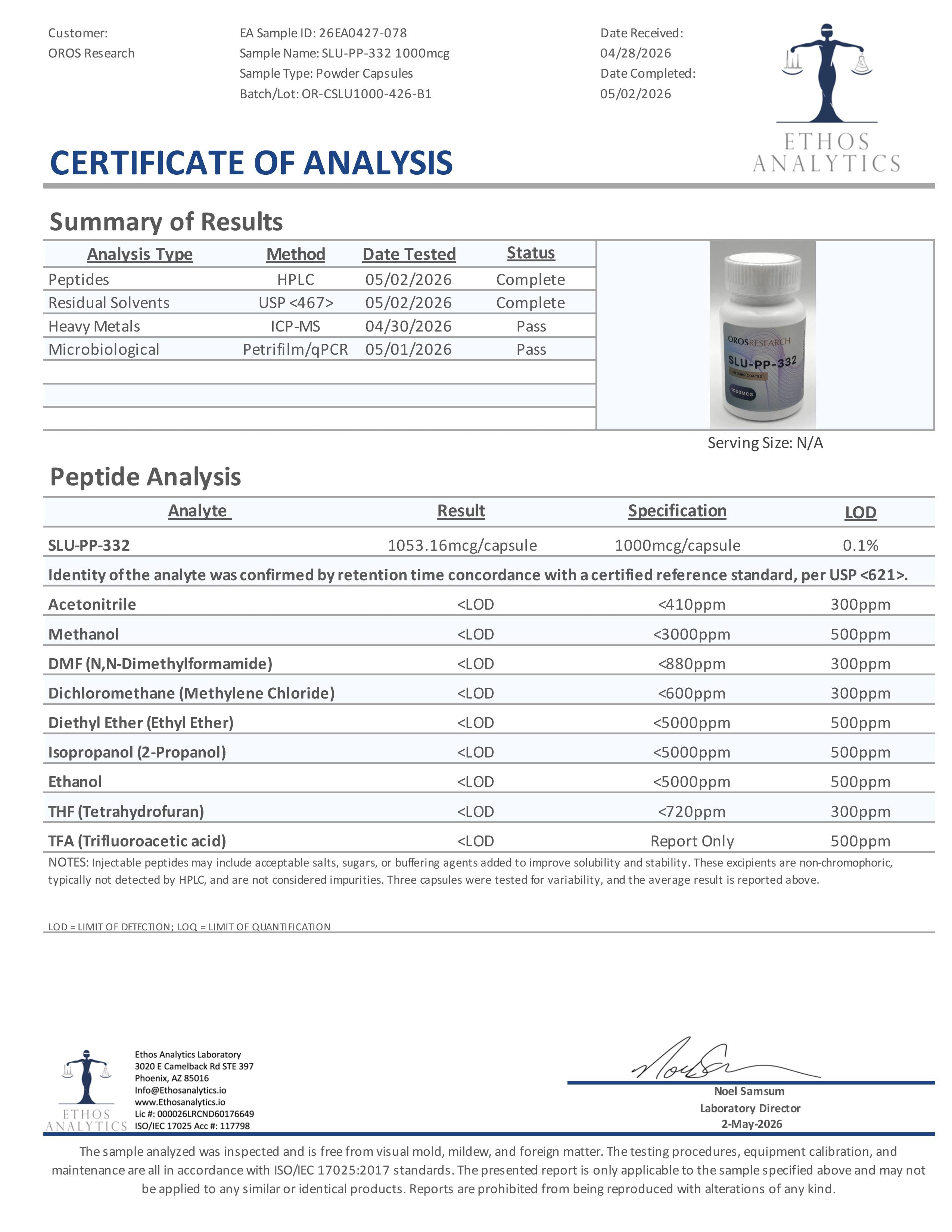 SLU-PP-332 1000mcg (60 Capsules) - OROS Research