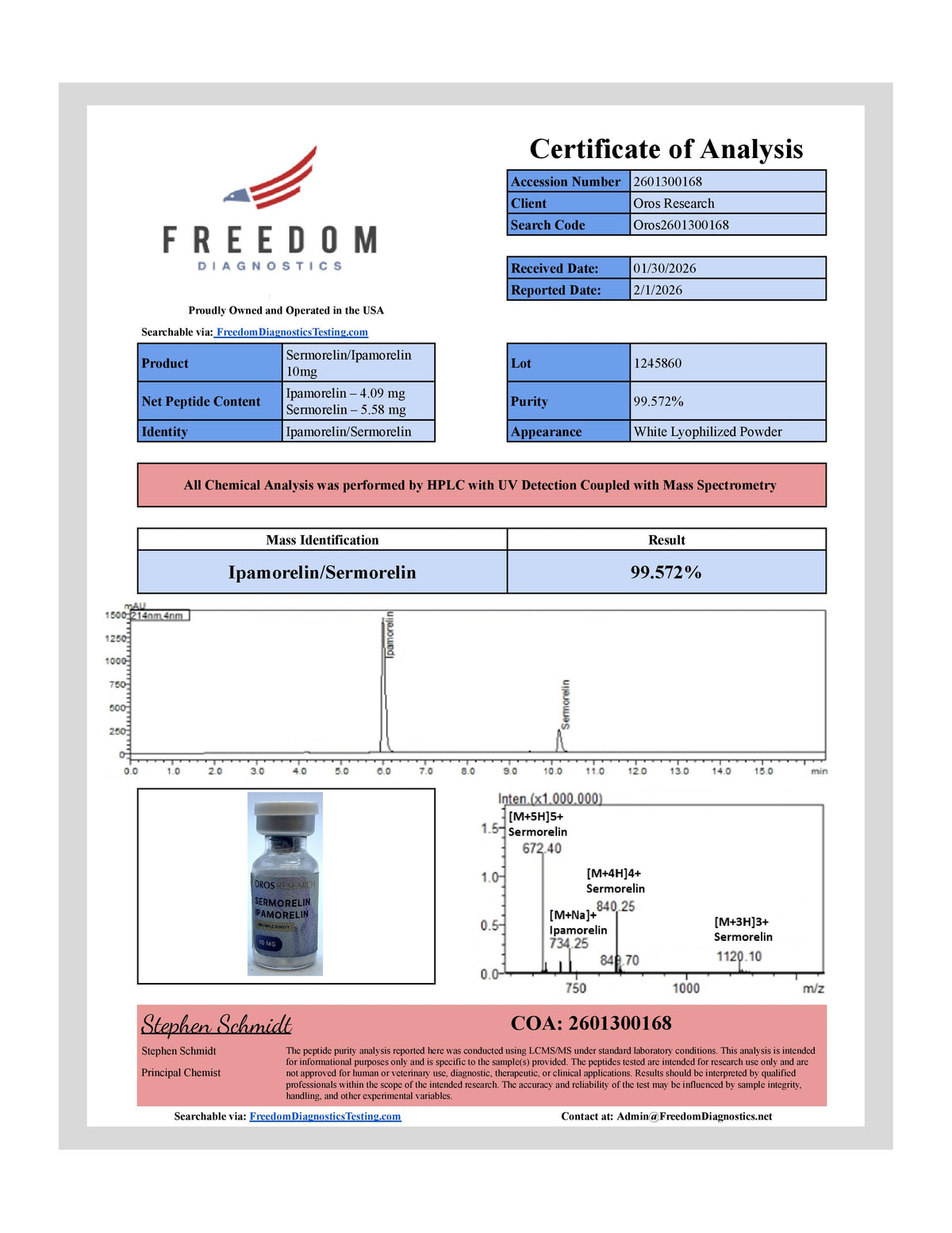 Sermorelin 5mg, Ipamorelin 5mg (10mg Blend) - OROS Research