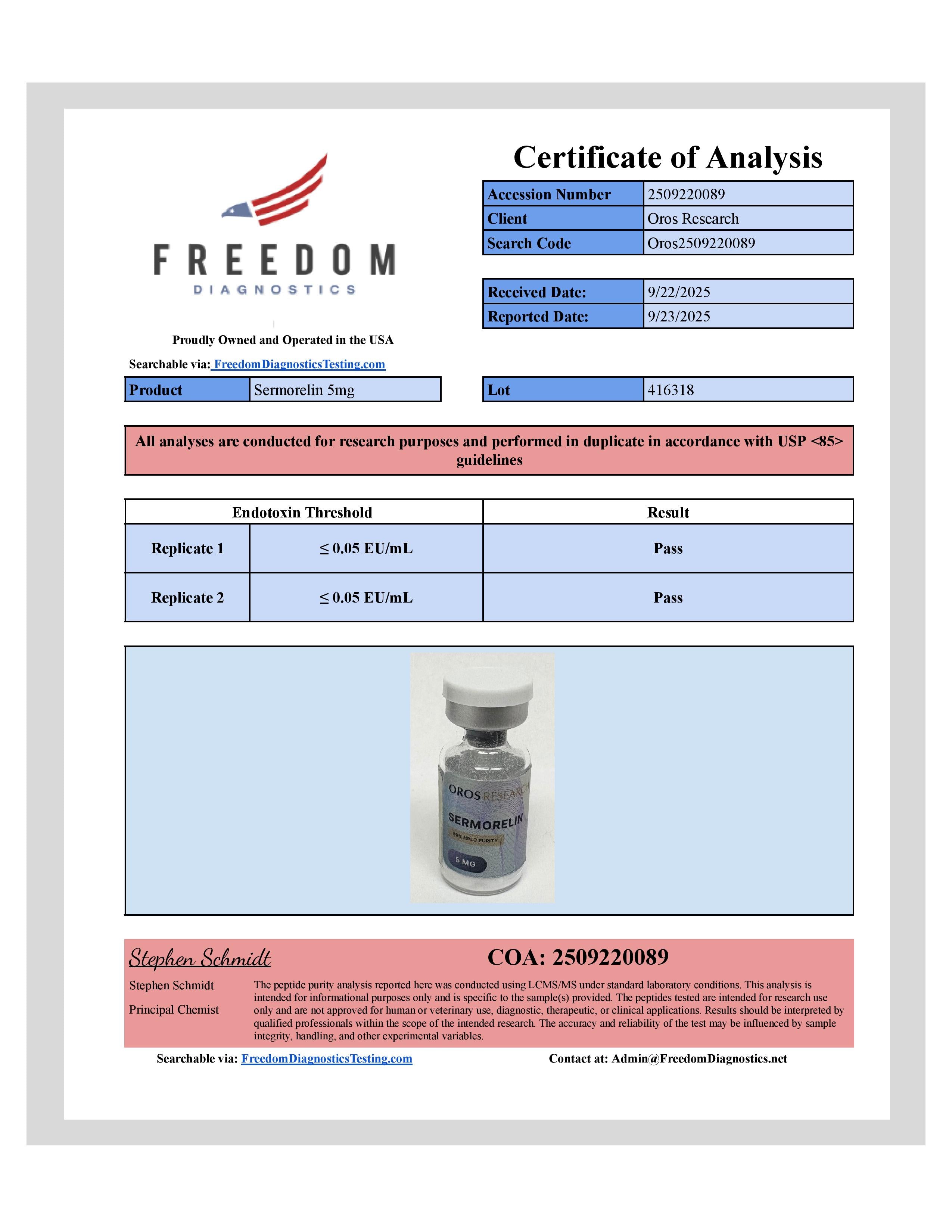 Sermorelin 5mg - OROS Research