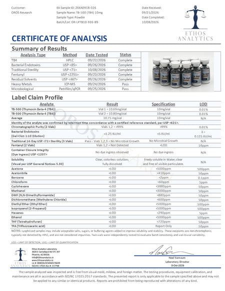TB-500 (TB4) 10mg - OROS Research