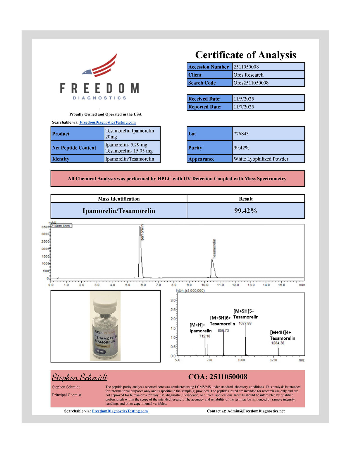 Tesamorelin 16mg, Ipamorelin 4mg (20mg Blend) - OROS Research