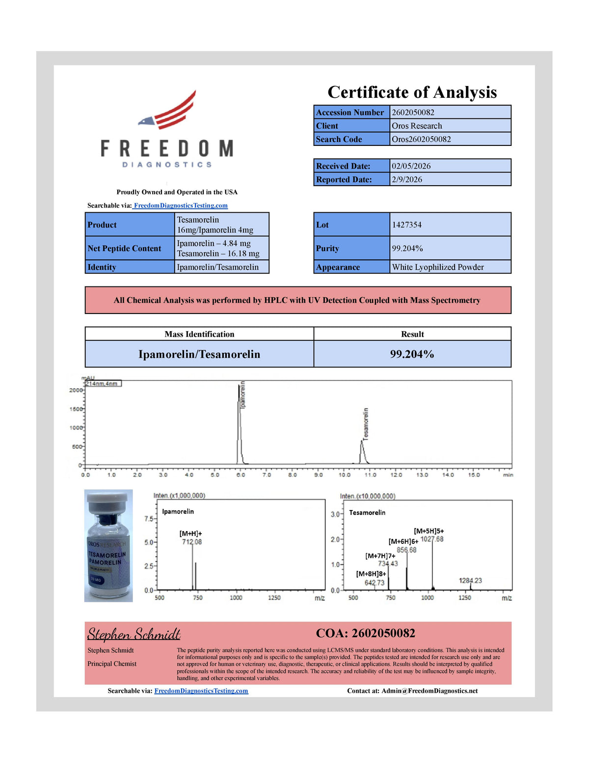 Tesamorelin 16mg, Ipamorelin 4mg (20mg Blend) - OROS Research