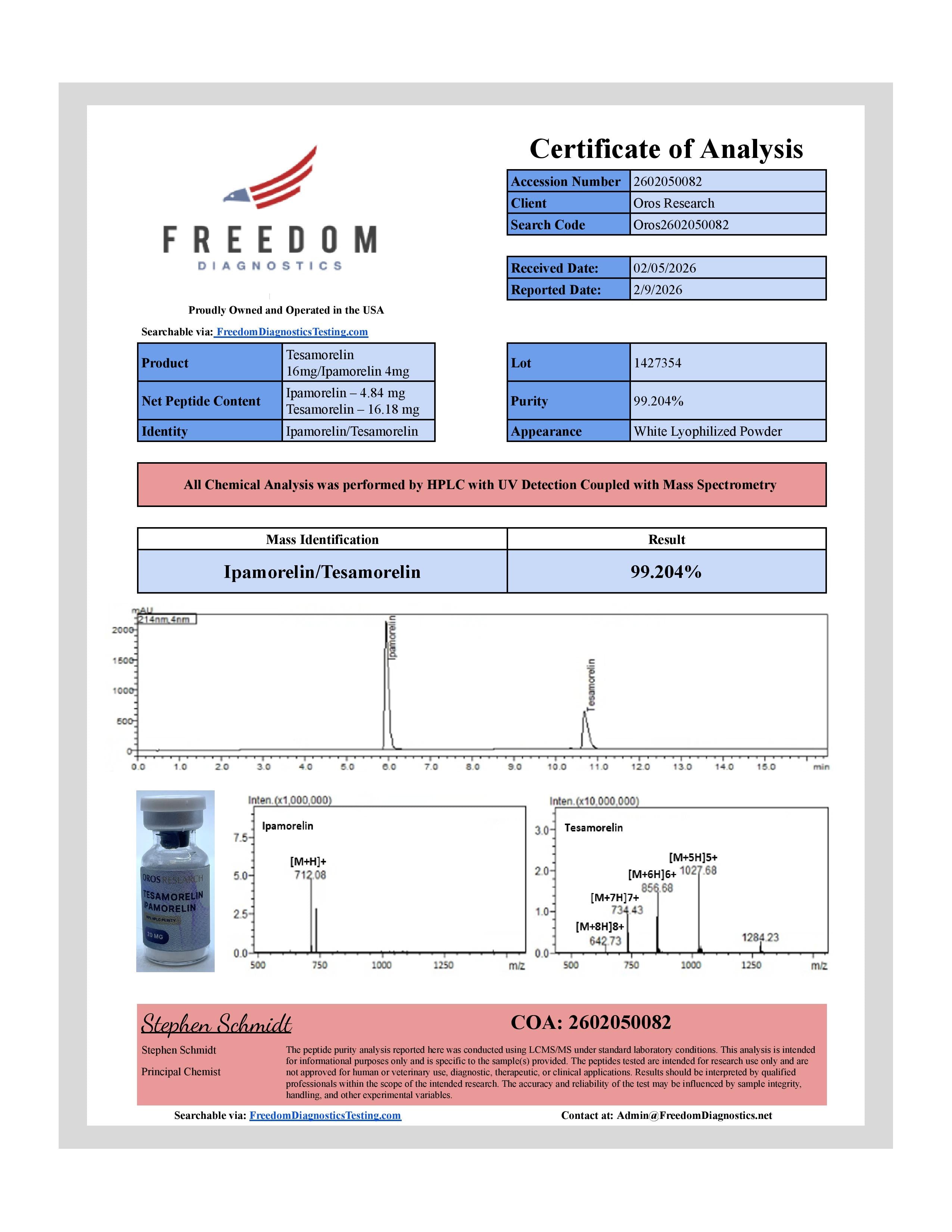 Tesamorelin 16mg, Ipamorelin 4mg (20mg Blend) - OROS Research