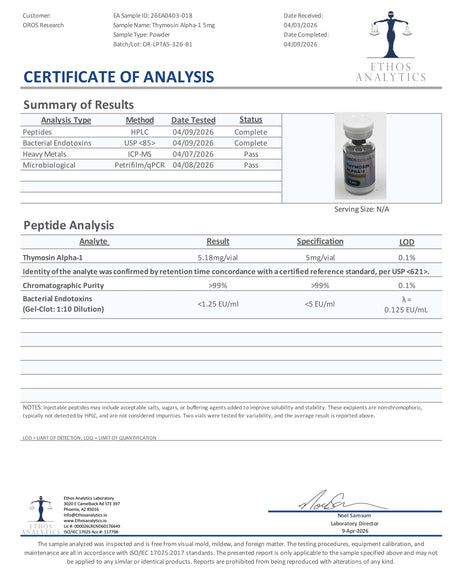 Thymosin Alpha-1 5mg - OROS Research