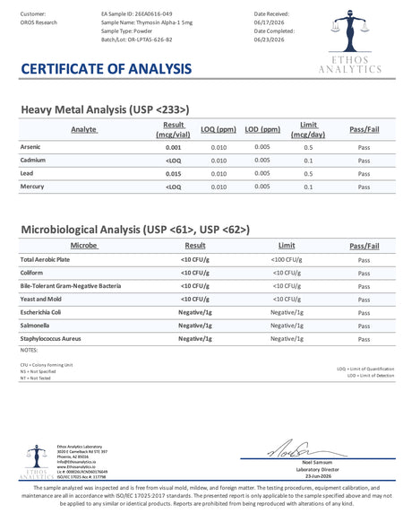 Thymosin Alpha-1 5mg - OROS Research