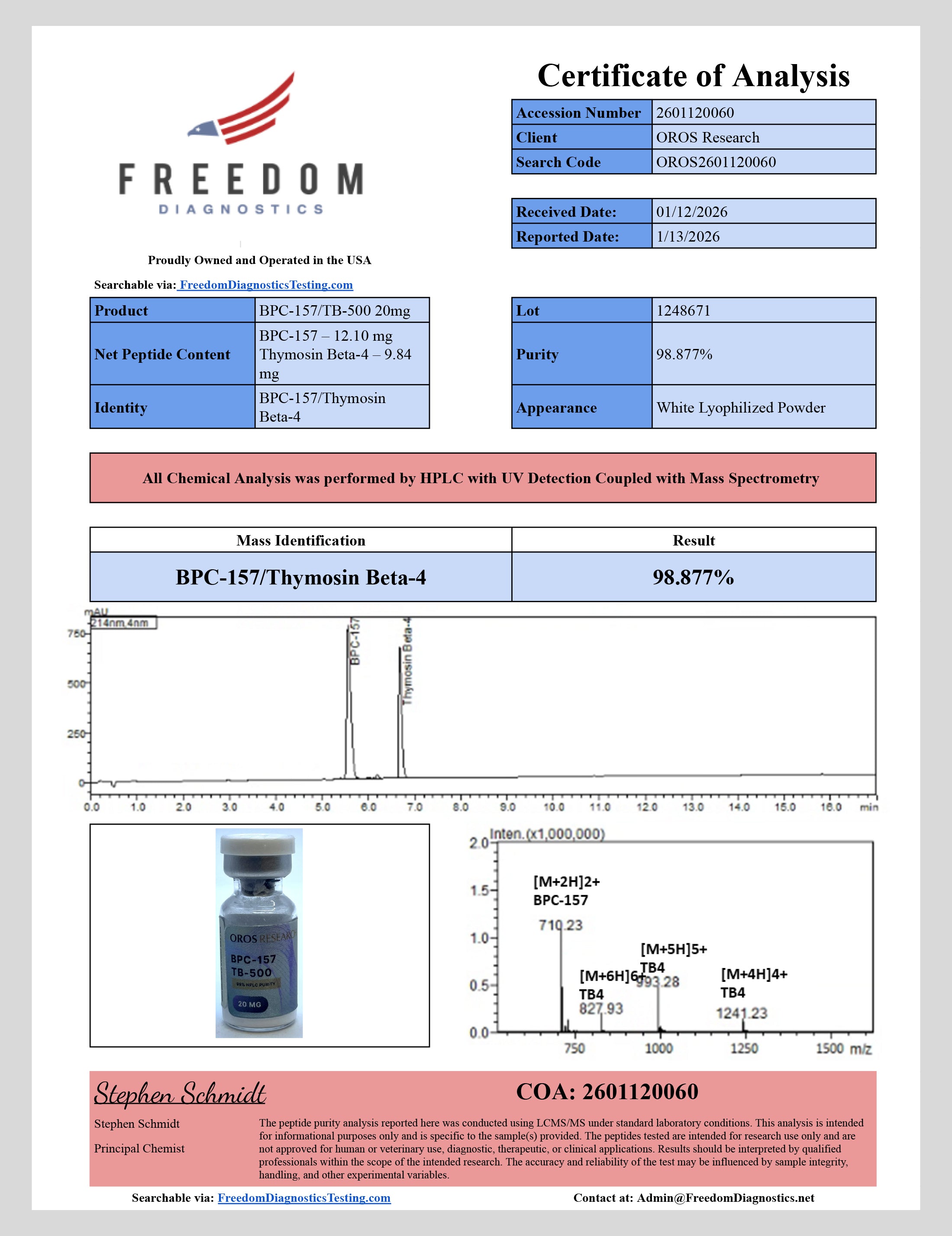 Wolverine - BPC-157 10mg, TB-500 10mg (20mg Blend) - OROS Research