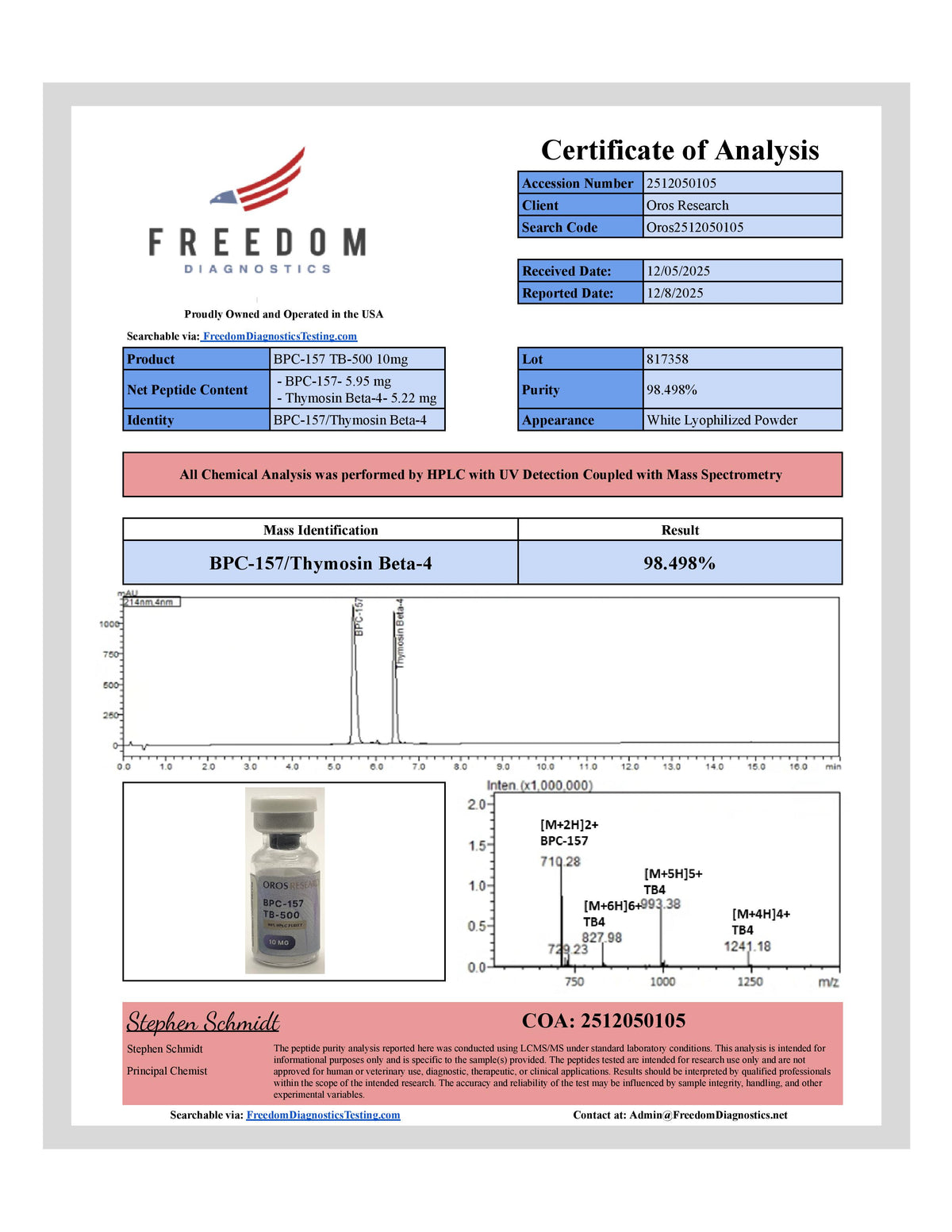 Wolverine - BPC-157 5mg, TB-500 5mg (10mg Blend) - OROS Research