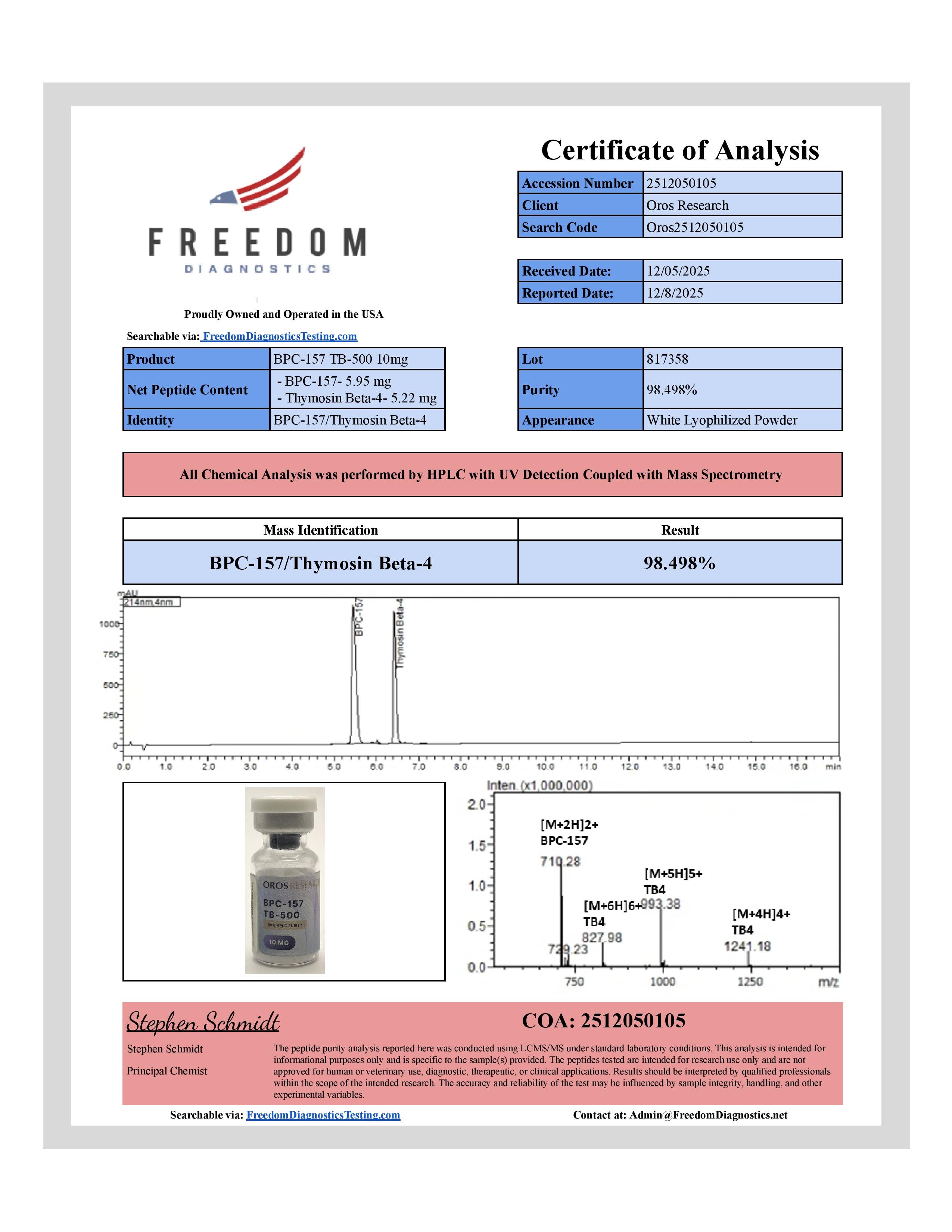 Wolverine - BPC-157 5mg, TB-500 5mg (10mg Blend) - OROS Research