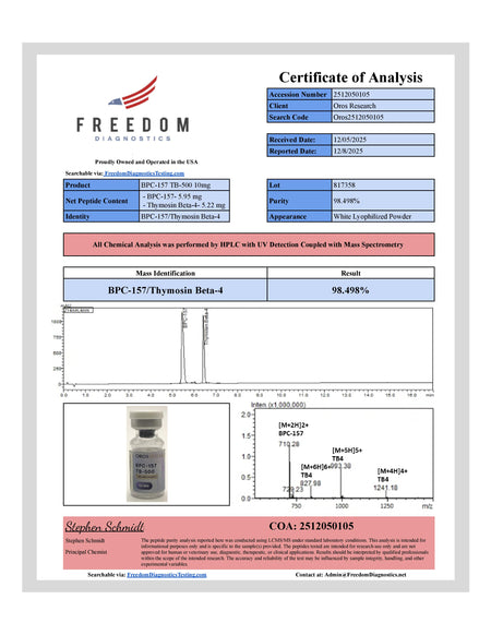 Wolverine - BPC-157 5mg, TB-500 5mg (10mg Blend) - OROS Research